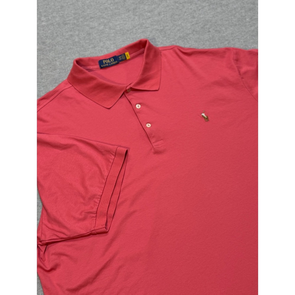 Polo Ralph‎ Lauren Mens 2XB Salmon Pink Short Sleeve Soft Cotton Polo Shirt 2XB